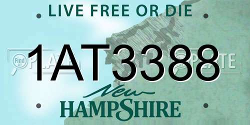 1AT3388 New Hampshire License Plate