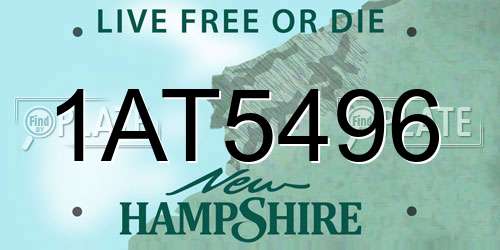 1AT5496 New Hampshire License Plate