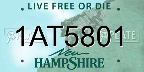 1AT5801 New Hampshire License Plate