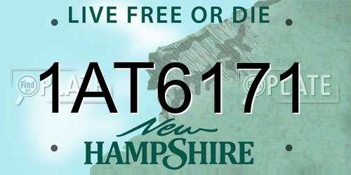 1AT6171 New Hampshire License Plate