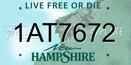1AT7672 New Hampshire License Plate