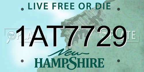 1AT7729 New Hampshire License Plate