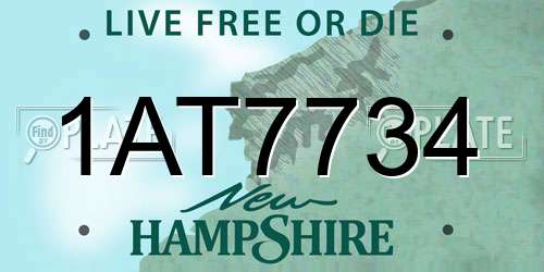 1AT7734 New Hampshire License Plate