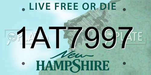 1AT7997 New Hampshire License Plate