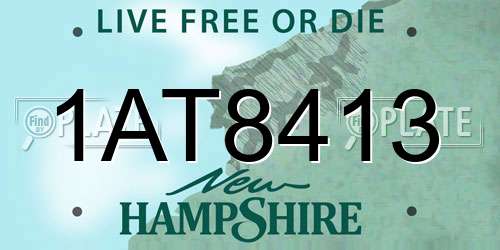 1AT8413 New Hampshire License Plate