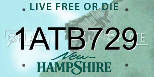 1ATB729 New Hampshire License Plate