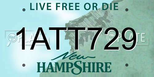 1ATT729 New Hampshire License Plate