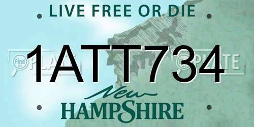 1ATT734 New Hampshire License Plate