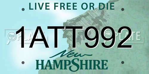 1ATT992 New Hampshire License Plate