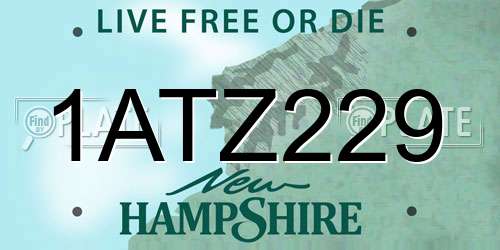 1ATZ229 New Hampshire License Plate