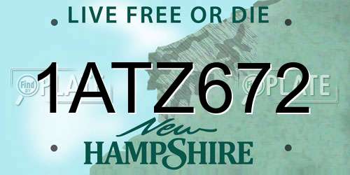 1ATZ672 New Hampshire License Plate