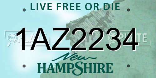 1AZ2234 New Hampshire License Plate