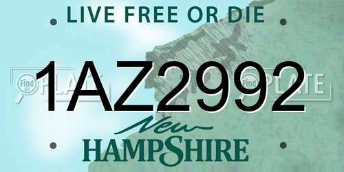 1AZ2992 New Hampshire License Plate