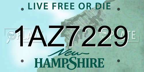1AZ7229 New Hampshire License Plate