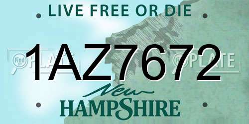 1AZ7672 New Hampshire License Plate