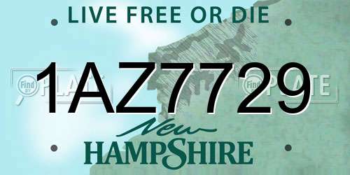 1AZ7729 New Hampshire License Plate