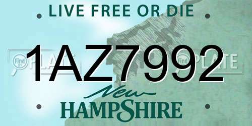 1AZ7992 New Hampshire License Plate