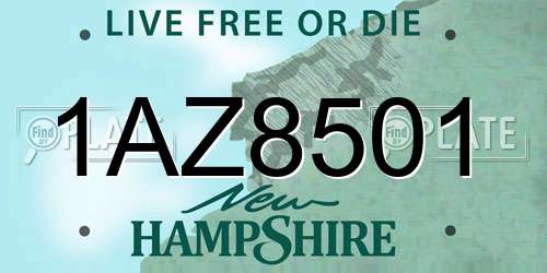 1AZ8501 New Hampshire License Plate