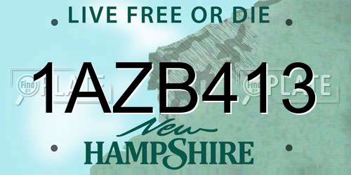 1AZB413 New Hampshire License Plate