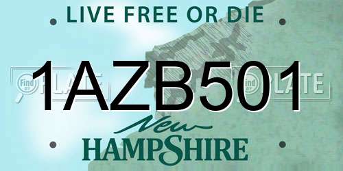 1AZB501 New Hampshire License Plate