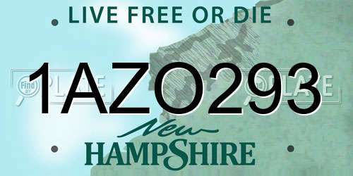 1AZO293 New Hampshire License Plate
