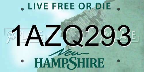 1AZQ293 New Hampshire License Plate