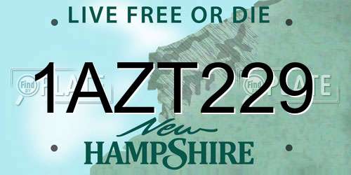1AZT229 New Hampshire License Plate