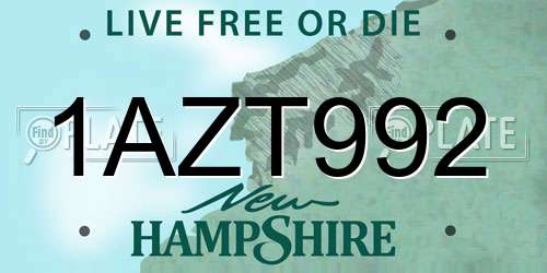 1AZT992 New Hampshire License Plate