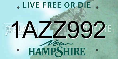1AZZ992 New Hampshire License Plate