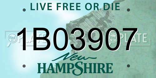 1B03907 New Hampshire License Plate