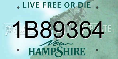 1B89364 New Hampshire License Plate