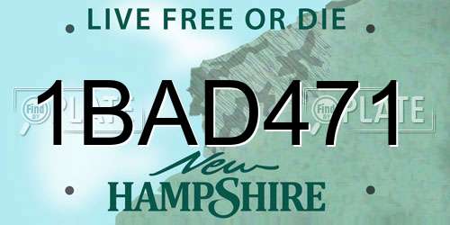 1BAD471 New Hampshire License Plate
