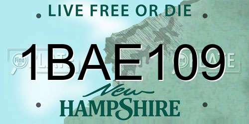 1BAE109 New Hampshire License Plate