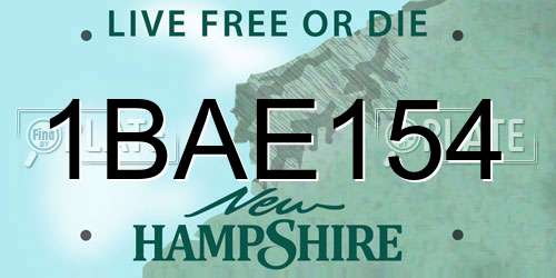 1BAE154 New Hampshire License Plate
