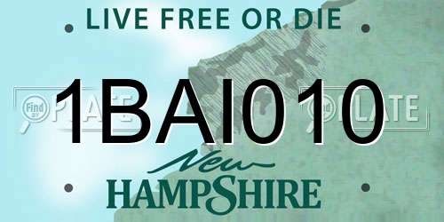 1BAI010 New Hampshire License Plate