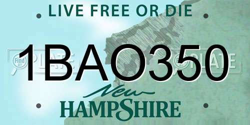 1BAO350 New Hampshire License Plate