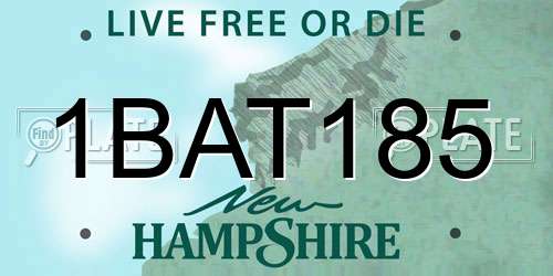 1BAT185 New Hampshire License Plate
