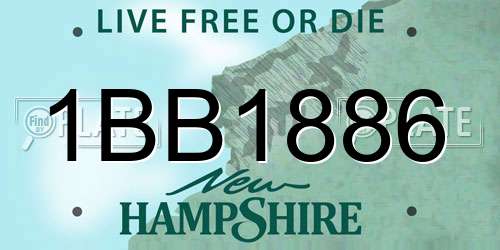 1BB1886 New Hampshire License Plate