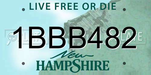 1BBB482 New Hampshire License Plate