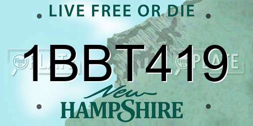 1BBT419 New Hampshire License Plate