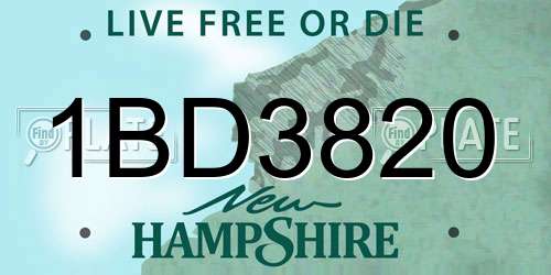 1BD3820 New Hampshire License Plate