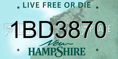 1BD3870 New Hampshire License Plate