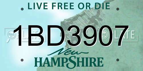 1BD3907 New Hampshire License Plate