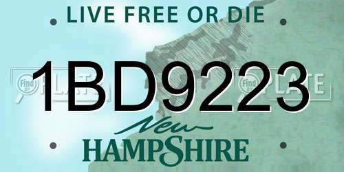 1BD9223 New Hampshire License Plate
