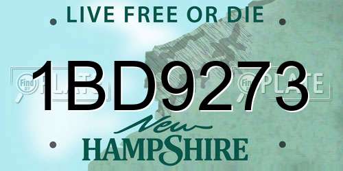 1BD9273 New Hampshire License Plate