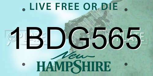 1BDG565 New Hampshire License Plate