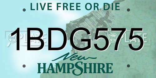 1BDG575 New Hampshire License Plate