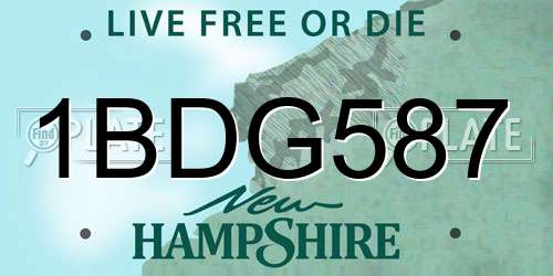 1BDG587 New Hampshire License Plate