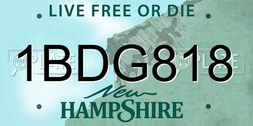 1BDG818 New Hampshire License Plate