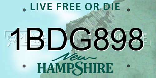 1BDG898 New Hampshire License Plate